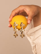 Floria - Boucles Pendante Fleur Doré Boucle d'oreille