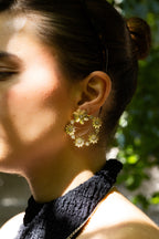Coralia - Boucles Créoles Fleur Strass Boucle d'oreille