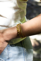 Azur - Jonc Double Rang Doré Bracelet