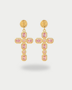 Querida - Boucles Pendantes Croix Roses Boucle d'oreille
