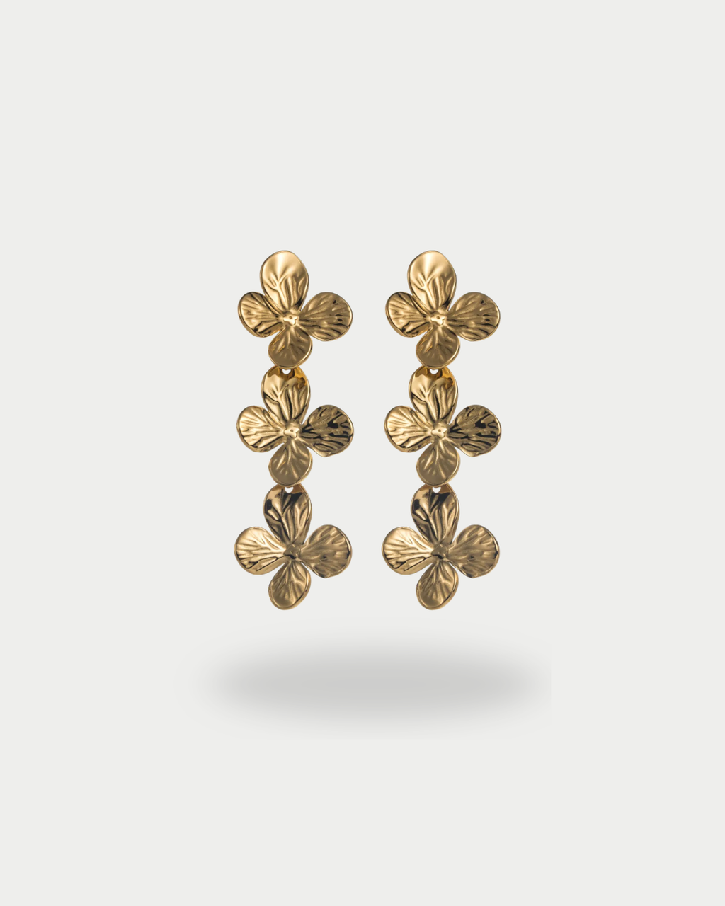 Floria - Boucles Pendante Fleur Doré Boucle d'oreille