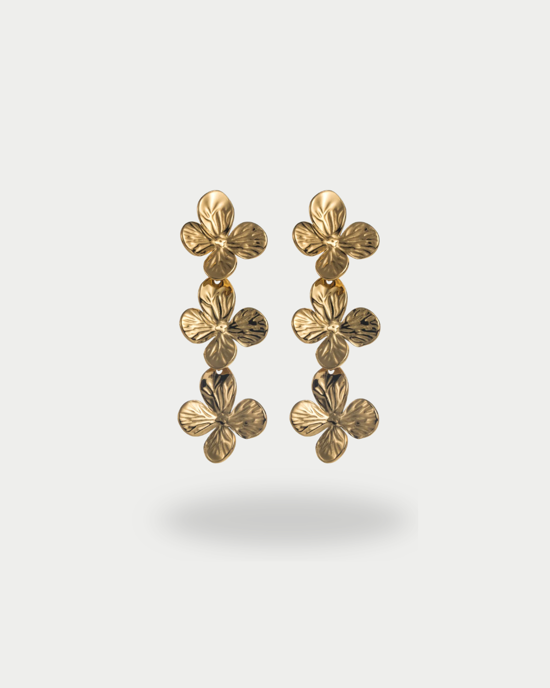 Floria - Boucles Pendante Fleur Doré Boucle d'oreille