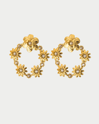 Coralia - Boucles Créoles Fleur Strass Boucle d'oreille