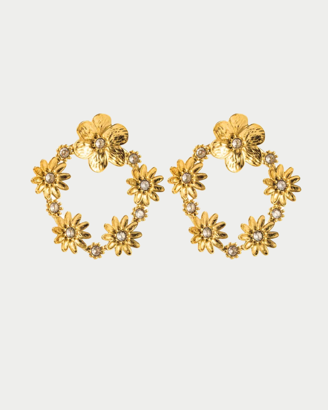 Coralia - Boucles Créoles Fleur Strass Boucle d'oreille