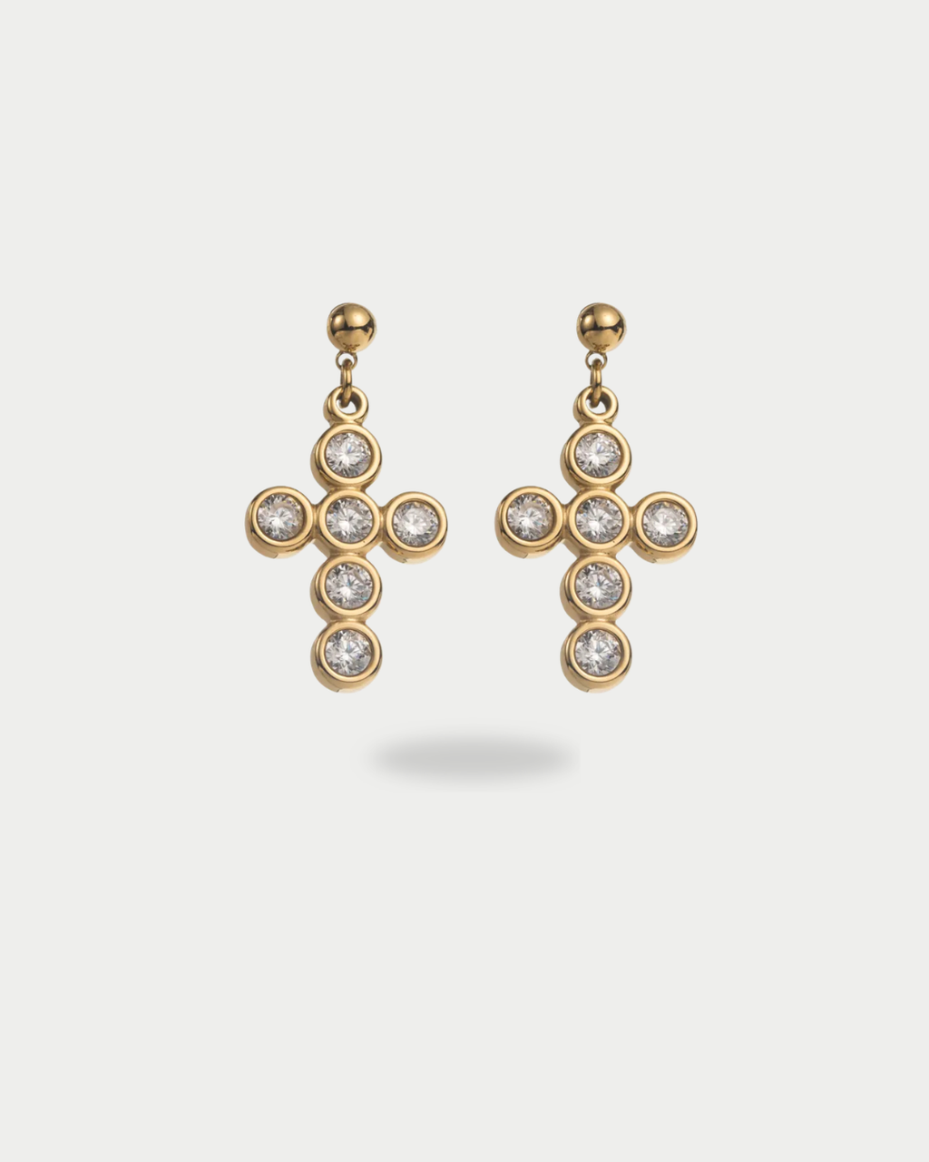 Cruz - Boucles Croix Doré à Strass Boucle d'oreille
