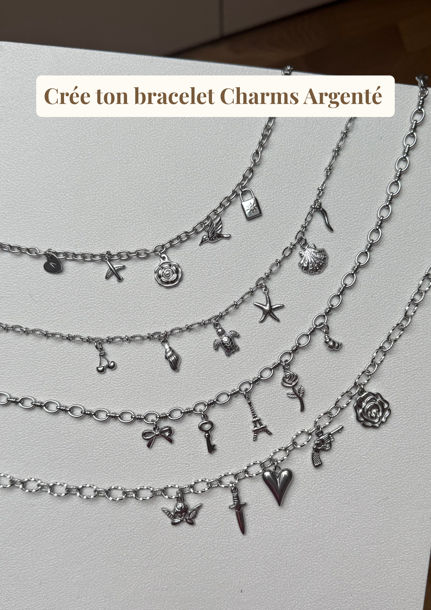 Bracelet Charms Personnalisable Argenté Bracelet