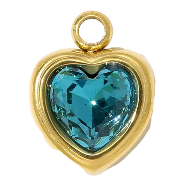 Coeur Strass Bleu Turquoise Charm