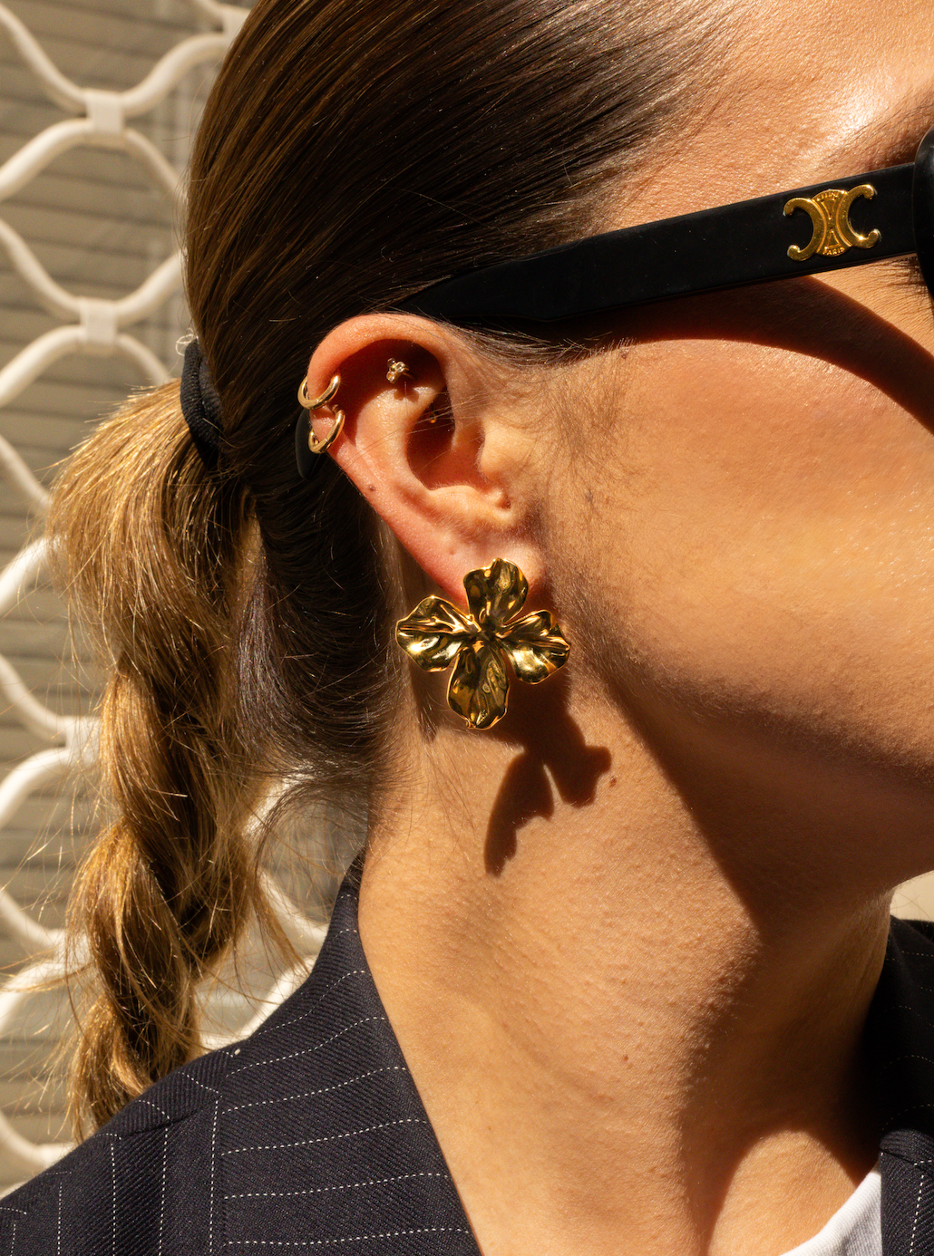 Lilia - Boucles Fleur Doré ou Argenté Boucle d'oreille