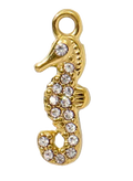 Hippocampe Strass Doré Charm