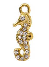 Hippocampe Strass Doré Charm