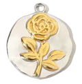 Rose Fleur Bicolore Argenté Charm