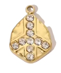 Signe Paix Strass Doré Charm