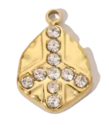 Signe Paix Strass Doré Charm