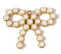 Noeud Ruban Perle Blanche Doré