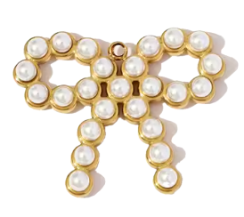 Noeud Ruban Perle Blanche Doré