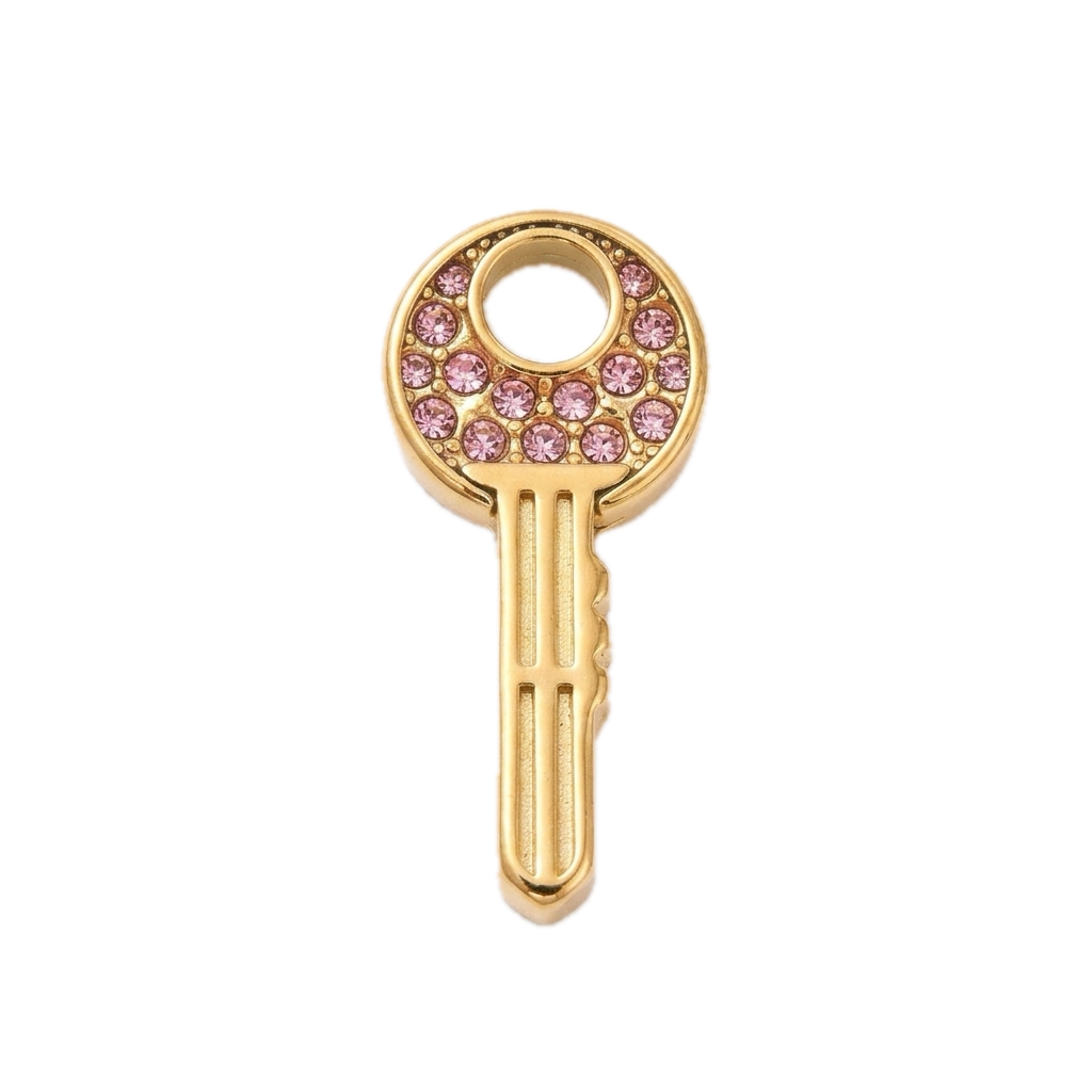 Clé Strass Rose Charm