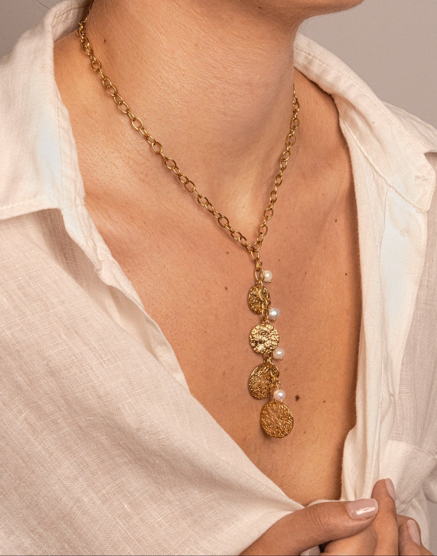 Perlita - Collier Cascade Perlée Doré Collier