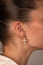 Cruz - Boucles Croix Doré à Strass Boucle d'oreille