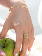 Solana - Bague Dorée & Perles Blanches Bague
