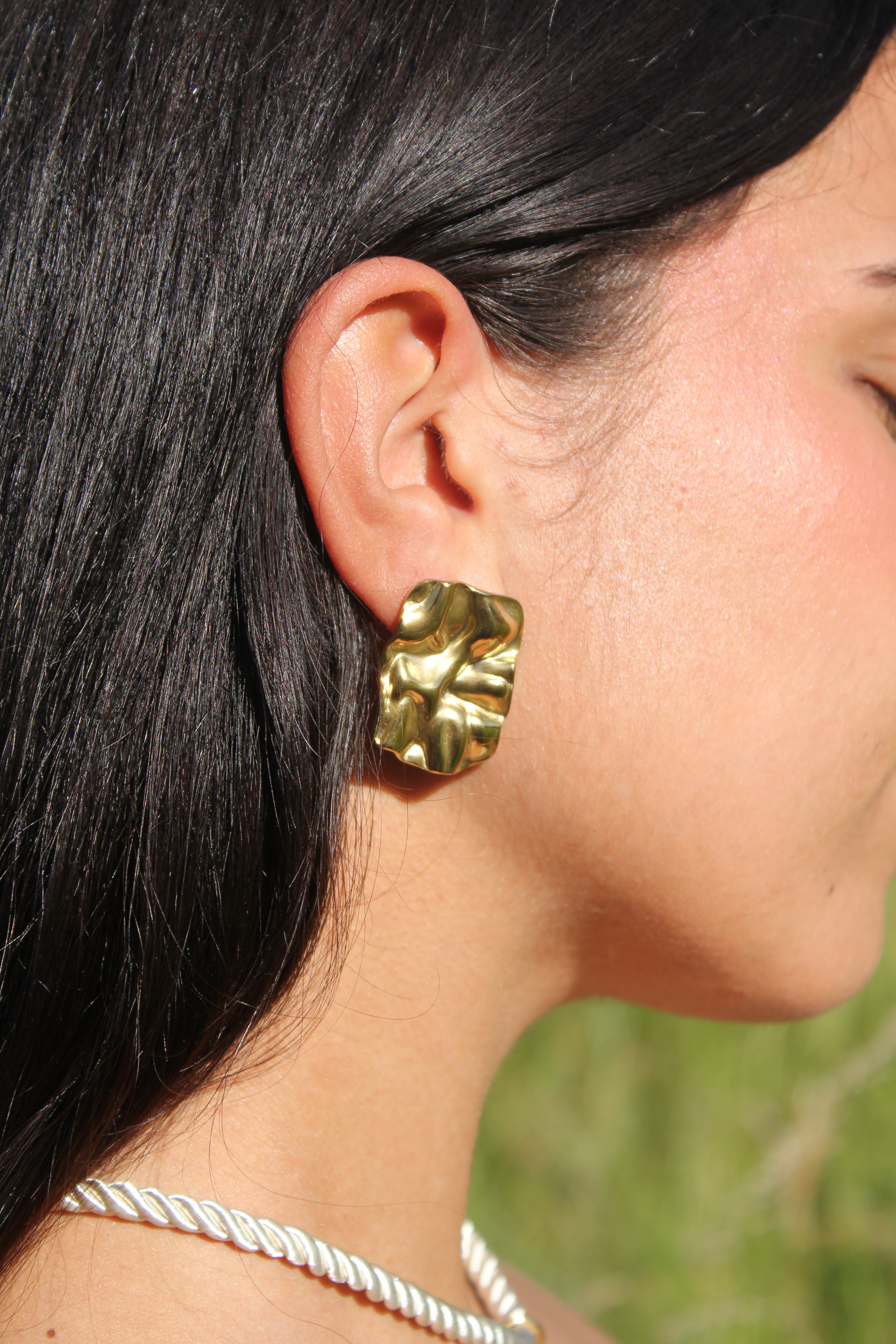 Fuego - Boucles Martelées Dorées Boucle d'oreille