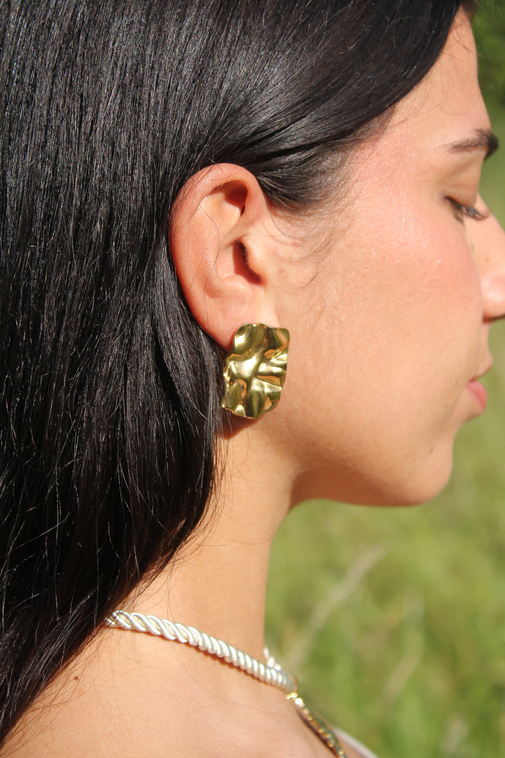 Fuego - Boucles Martelées Dorées Boucle d'oreille
