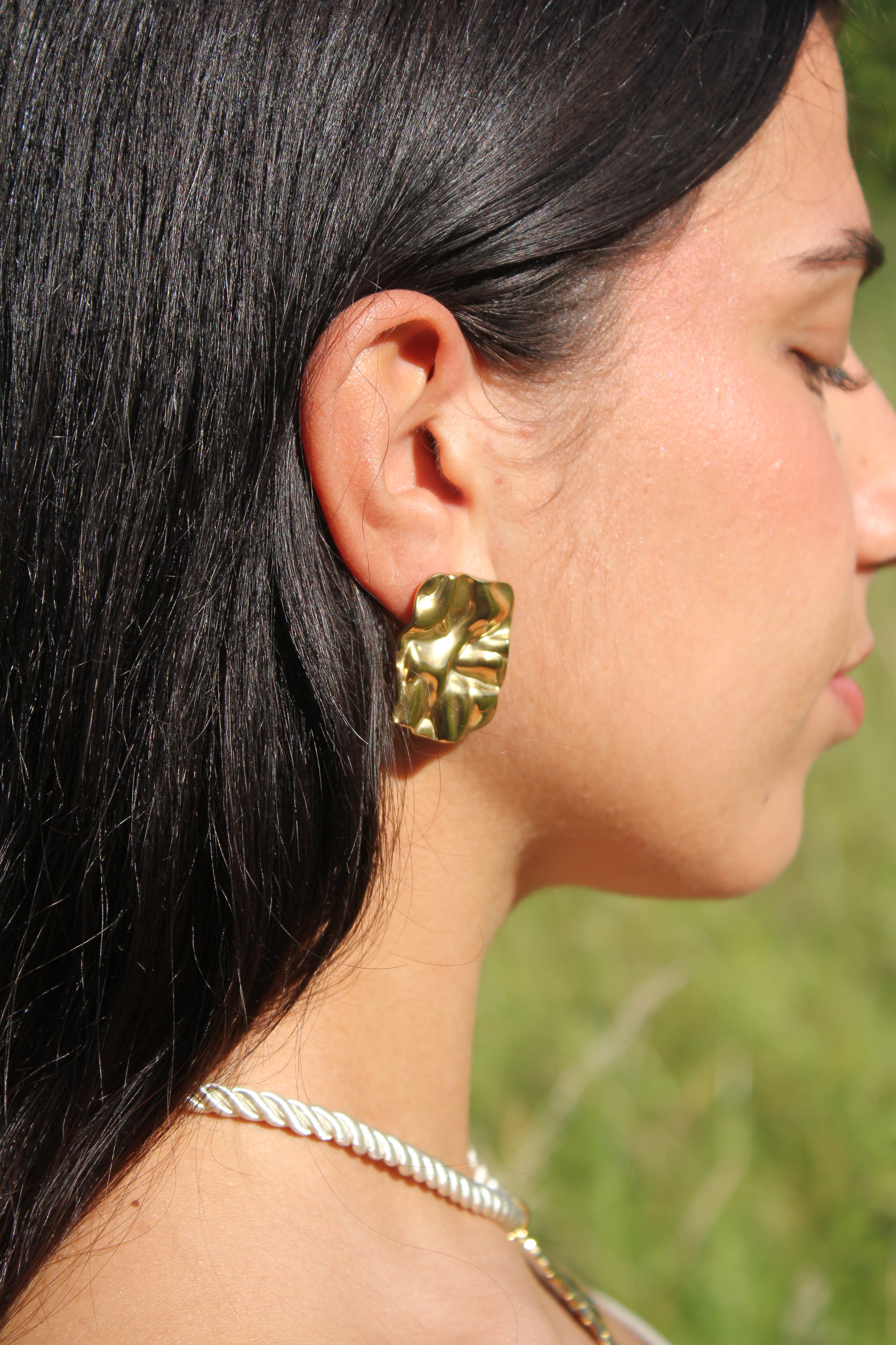 Fuego - Boucles Martelées Dorées Boucle d'oreille