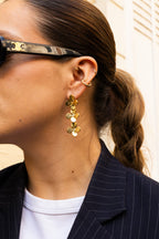 Floria - Boucles Pendante Fleur Doré Boucle d'oreille