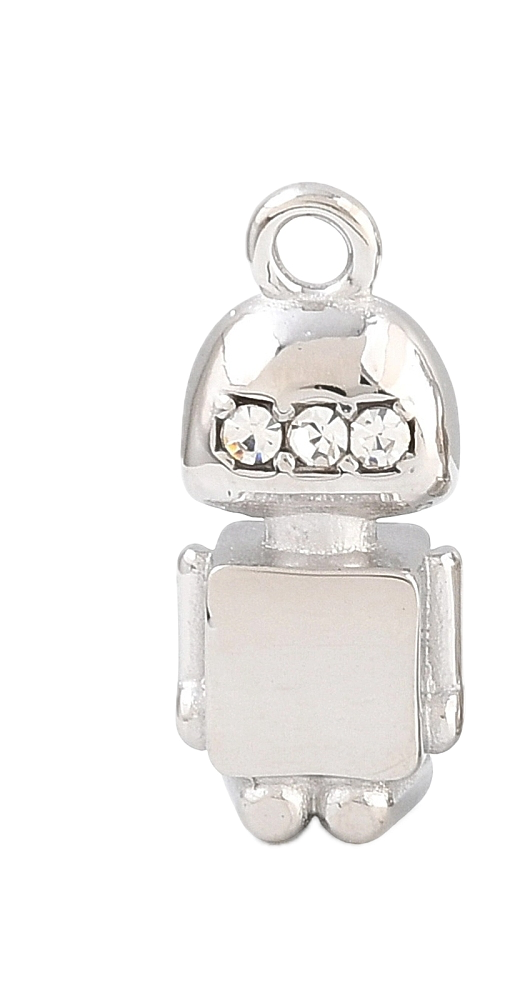 Robot Strass Argenté Charm