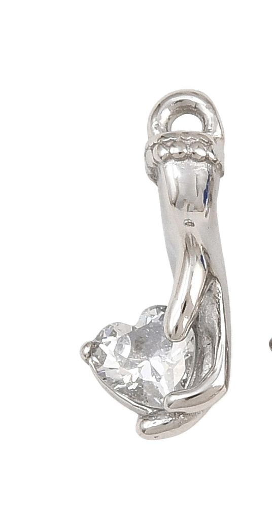 Main Coeur Strass Argenté Charm