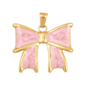 Ruban Noeud Rose Nacré Doré Charm