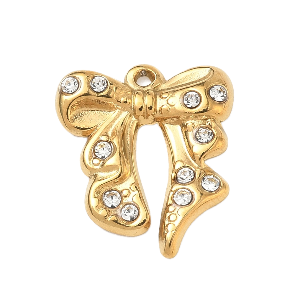 Ruban Noeud Strass Doré Charm