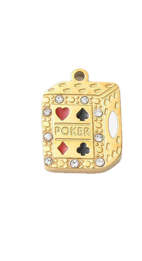 Dé Poker Rouge Noir Doré Charm