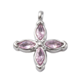 Fleur Etoile Strass Rose Argenté Charm
