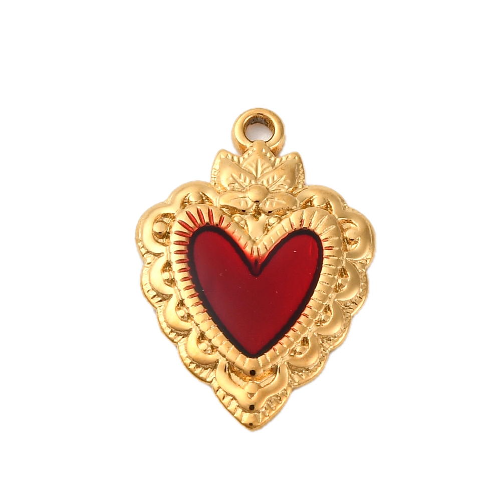 Coeur Rouge Doré Charm