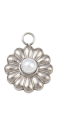 Fleur Perle Blanche Argenté Charm