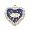 Coeur Oeil Bleu Strass 