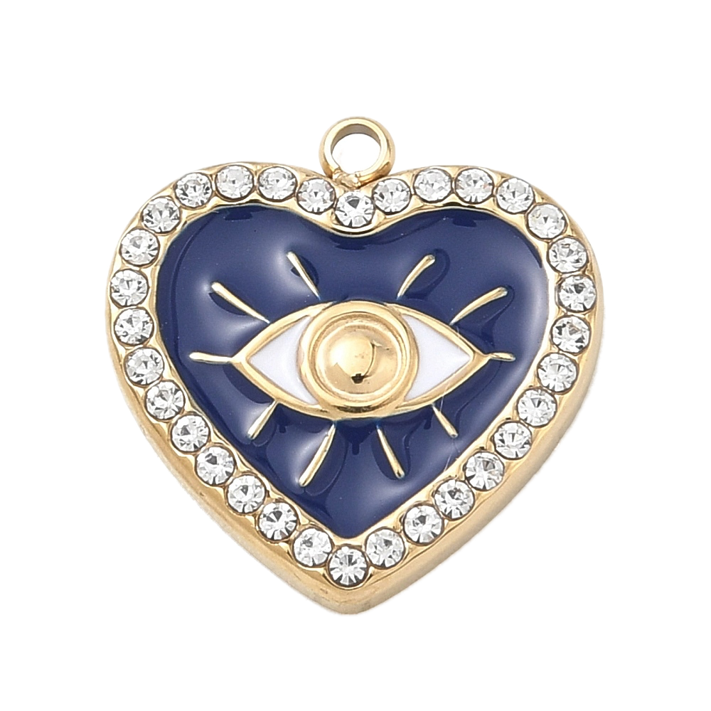 Coeur Oeil Bleu Strass 