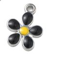 Fleur Marguerite Noir Argenté Charm