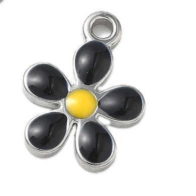 Fleur Marguerite Noir Argenté Charm