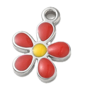 Fleur Rouge Argenté Charm