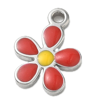 Fleur Rouge Argenté Charm