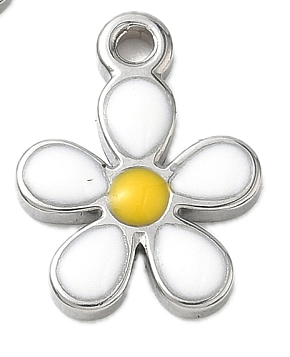 Fleur Marguerite Blanche Argenté Charm