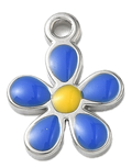 Fleur Bleu Argenté Charm