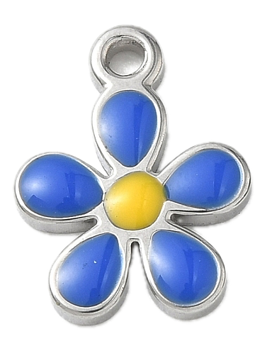 Fleur Bleu Argenté Charm