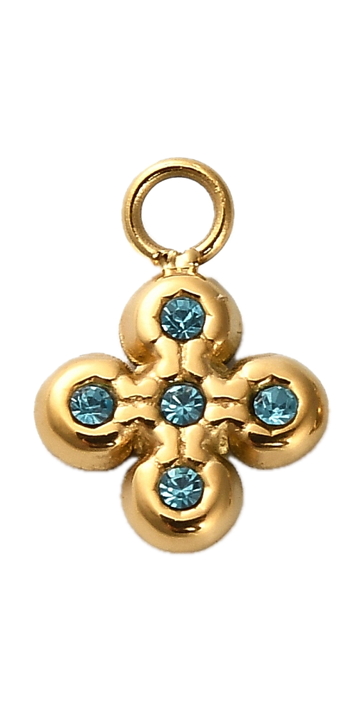 Fleur Strass Bleu Doré Charm