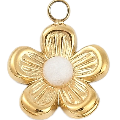 Fleur Perle Nacré Doré Charm