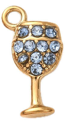 Verre de Vin Strass Bleu Clair Charm
