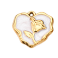 Coeur Nacré Fleur Doré Charm