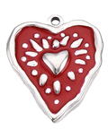 Coeur Rouge Martelé Argenté Charm