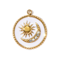 Lune Soleil Blanc Strass Doré Charm